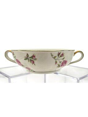 Limoges Delaware Soup Bowl Vintage Rose Double Handled Theodore Haviland  jj3707